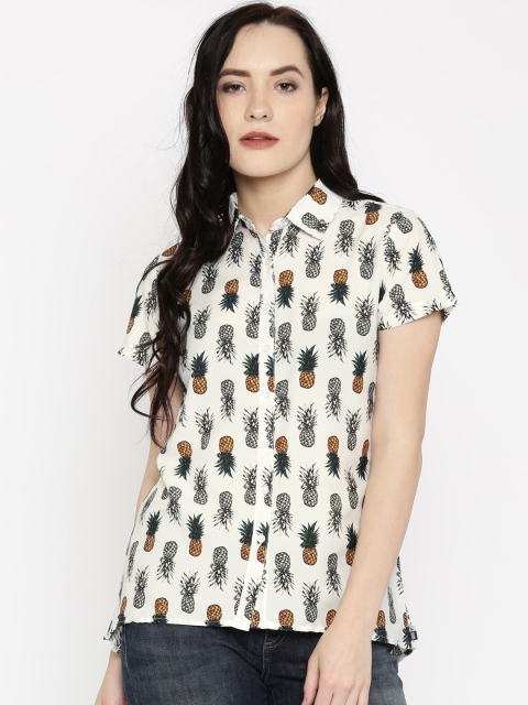 

Kook N Keech Women Off-White Regular Fit Printed Casual Shirt