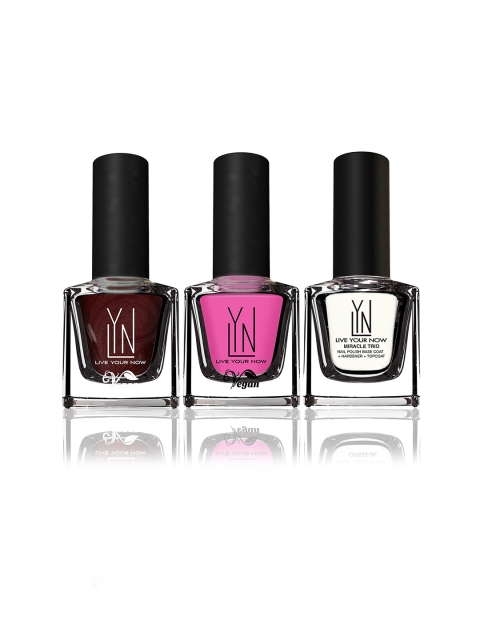 

LYN LIVE YOUR NOW Set of 2 Fast Dry Non Toxic Nail Polish & 1 Miracle Trio Base Coat, Brown