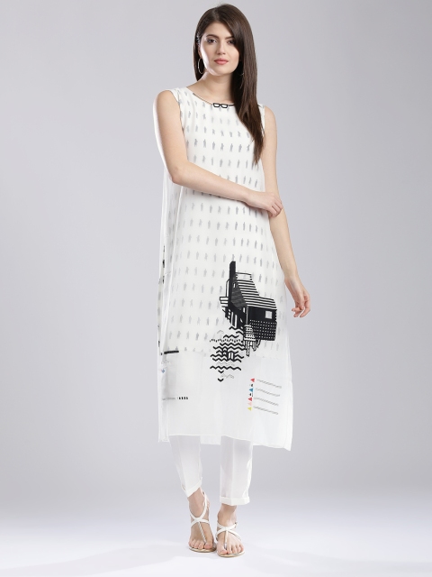 

W Women White Printed Kurta