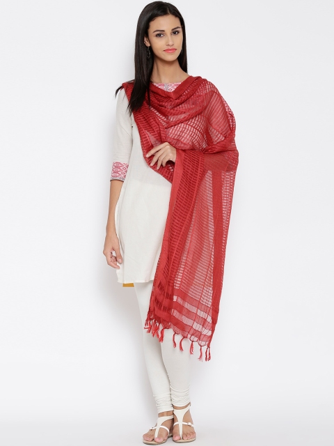 

AURELIA Red Self-Checked Dupatta