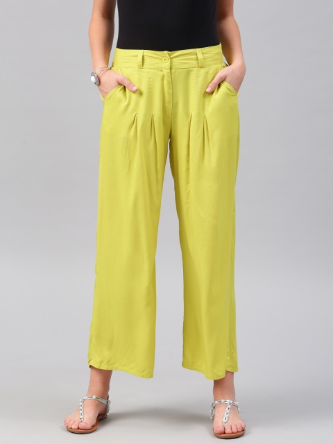 

W Women Lime Green Palazzo Trousers