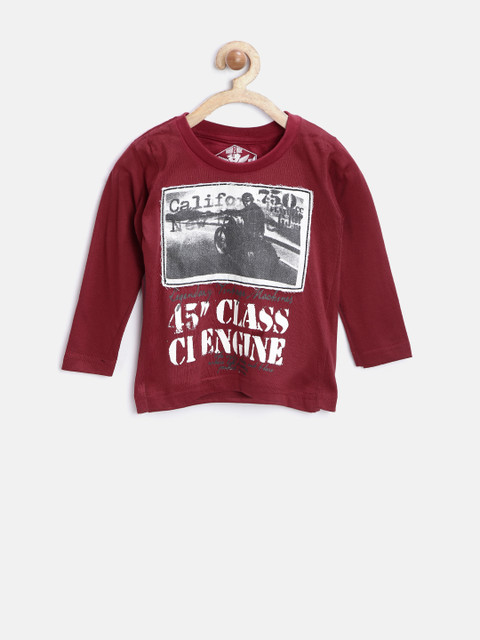 

Gini and Jony Boys Maroon Printed Round Neck T-shirt