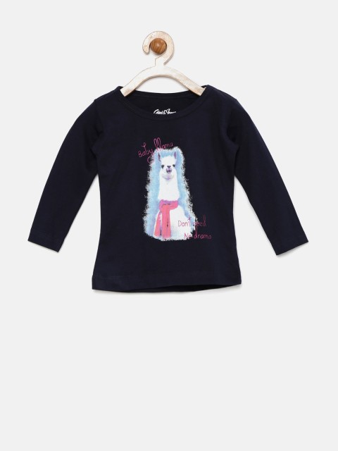 

Gini & Jony Girls Navy Printed Top, Navy blue