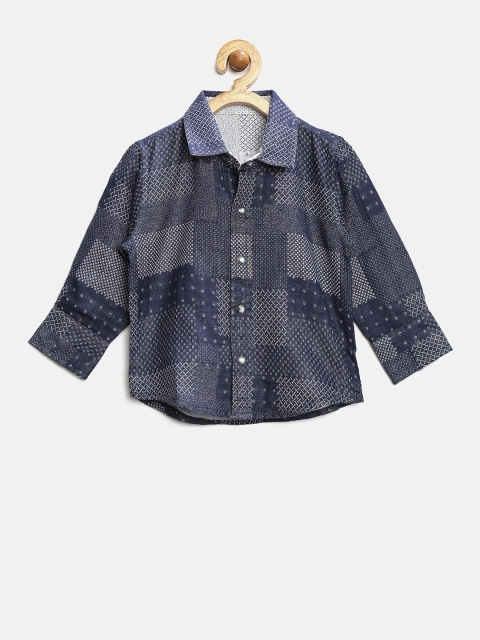 

GJ Unltd Jeans by Gini & Jony Boys Navy & White Patterned Reversible Shirt, Navy blue