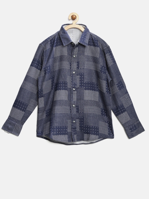 

GJ Unltd Jeans by Gini & Jony Boys Navy & White Patterned Reversible Shirt, Navy blue
