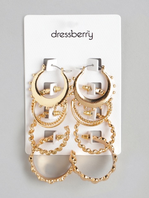 

DressBerry Set of 4 Gold-Plated Earrings
