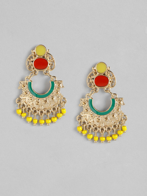

Anouk Yellow & Red Gold-Plated Enamelled Beaded Classic Drop Earrings
