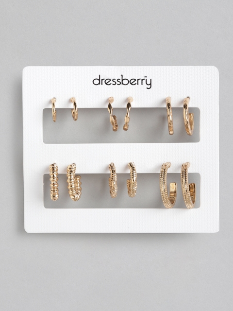 

DressBerry Set of 6 Gold-Plated Half Hoop Earrings