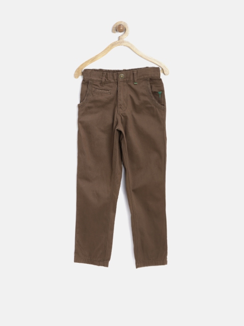

Palm Tree Boys Brown Solid Flat-Front Trousers