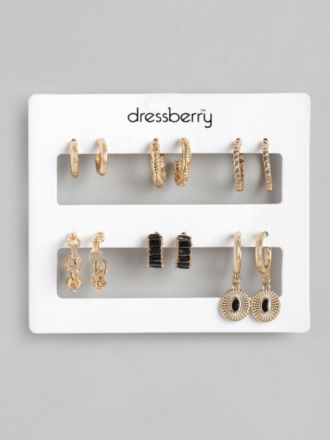 

DressBerry Set of 6 Gold-Plated Earrings