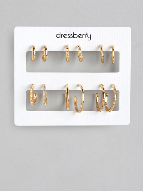 

DressBerry Set of 6 Gold-Plated Crescent Shaped Half Hoop Earrings