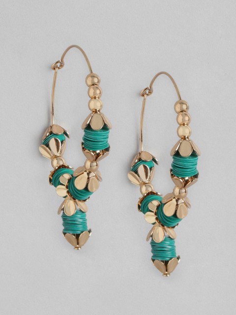 

DressBerry Teal Blue Gold-Plated Circular Hoop Earrings