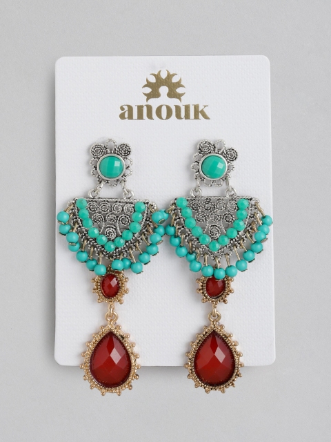

Anouk Set of 2 Stone-Studded Drop Earrings, Silver