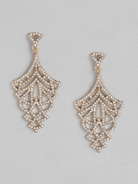 

DressBerry Gold-Plated Stone Studded Contemporary Drop Earrings
