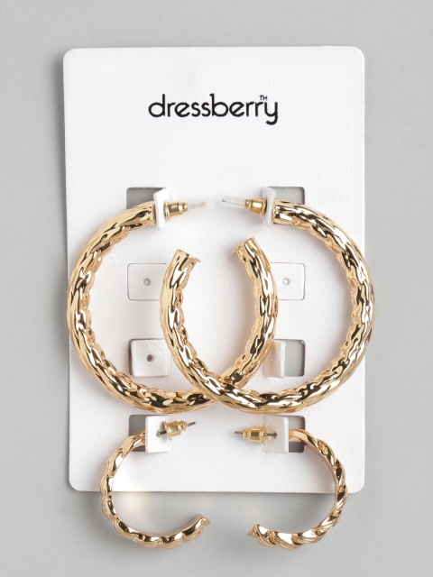 

DressBerry Set of 2 Gold-Plated Half Hoop Earrings