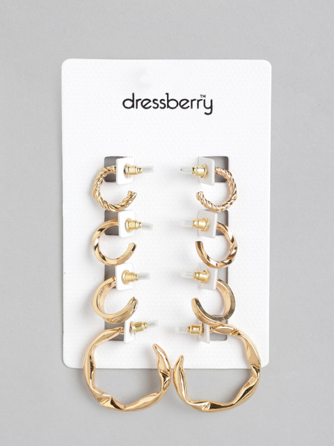 

DressBerry Women Set of 4 Gold-Plated Half Hoop Earrings