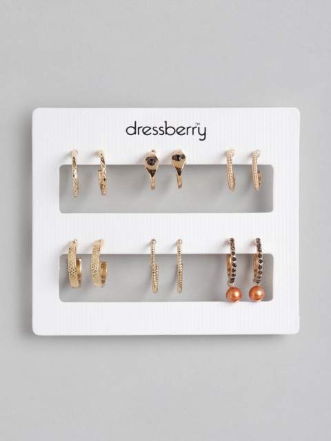 

DressBerry Women Set of 6 Gold-Plated Huggie Half Hoop Earrings