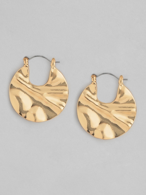 

DressBerry Gold-Plated Hammered Circular Hoop Earrings