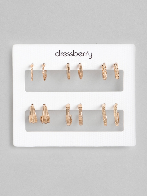 

DressBerry Women Set of 6 Gold-Plated Huggie Half Hoop Earrings