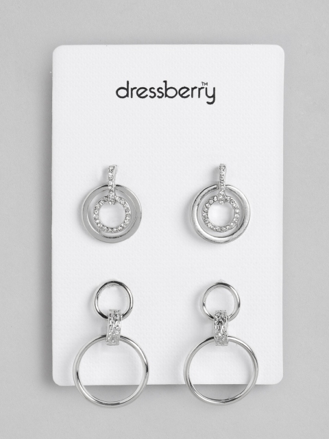 

DressBerry Set of 2 Silver-Plated Circular Drop Earrings