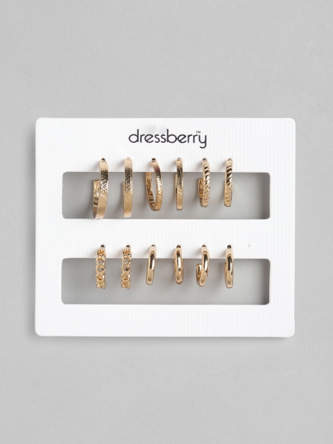 

DressBerry Women Set of 6 Gold-Plated Half Hoop Earrings