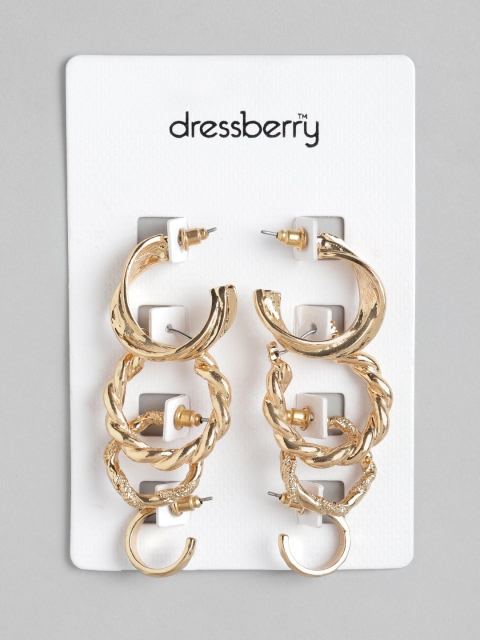 

DressBerry Set of 4 Gold-Plated Earrings