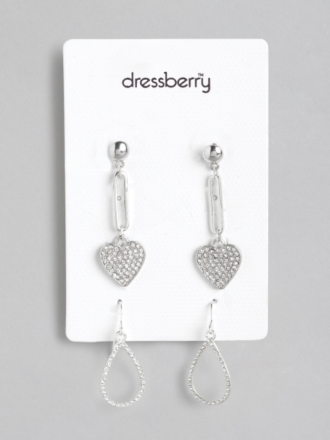 

DressBerry Set of 2 Silver-Plated Drop Earrings