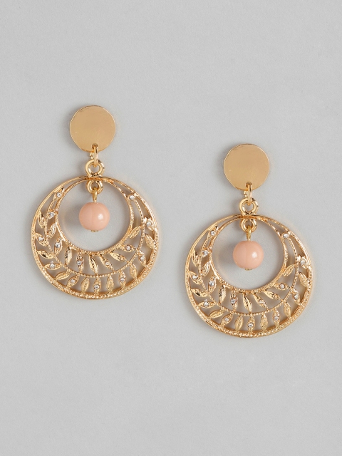 

Anouk Beige Gold-Plated Beaded Crescent-Shaped Chandbalis