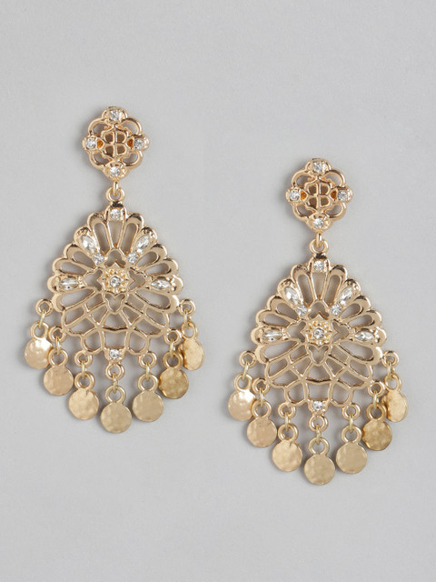 

DressBerry Gold-Plated Stone Studded Contemporary Drop Earrings