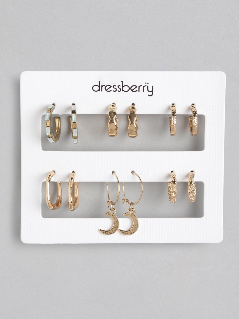 

DressBerry Set of 6 Gold-Plated Earrings