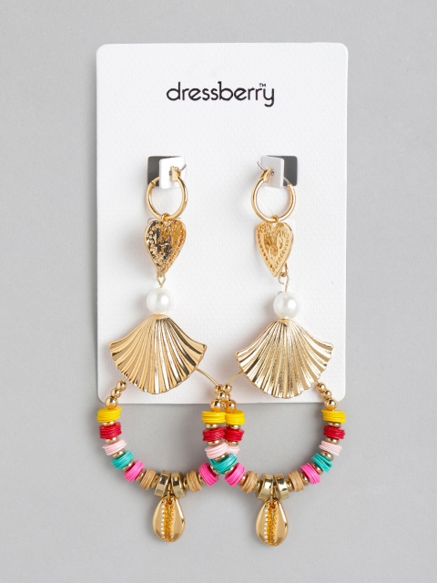 

DressBerry Set of 3 Gold-Plated Earrings, Multi
