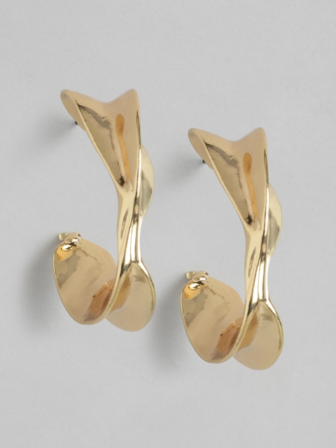 

DressBerry Gold-Plated Solid U-Shaped Hoop Earrings