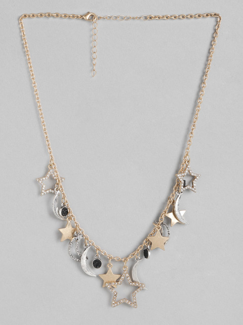 

DressBerry Gold-Toned Stone-Studded Moons & Stars Necklace