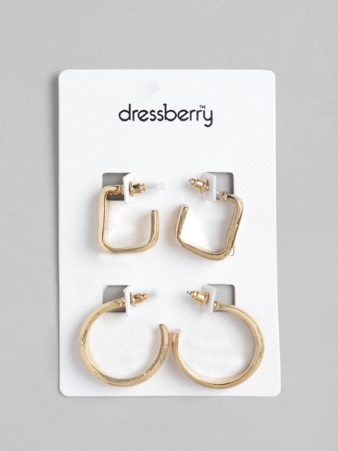 

DressBerry Set of 2 Gold-Plated Solid Half-Hoop Earrings