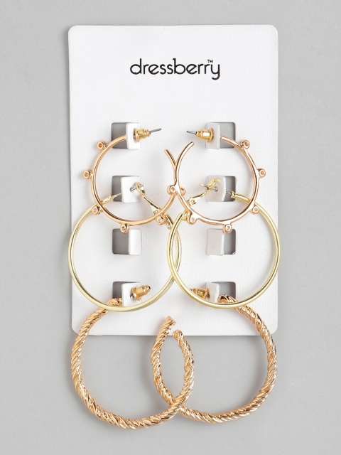 

DressBerry Women Set of 3 Gold-Plated Earrings