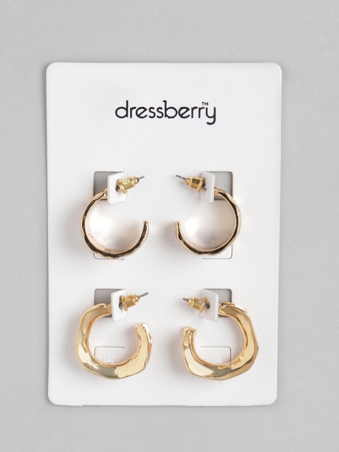 

DressBerry Women Set of 2 Gold-Plated Half Hoop Earrings