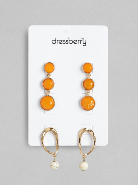 

DressBerry Set of 2 Gold-Plated Beaded Drop Earrings