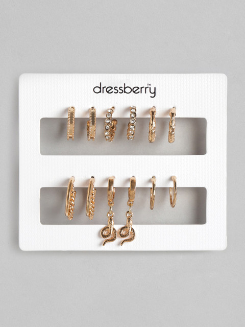 

DressBerry Set of 6 Gold-Plated Earrings