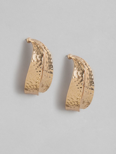 

DressBerry Gold-Plated Hammered Contemporary Drop Earrings