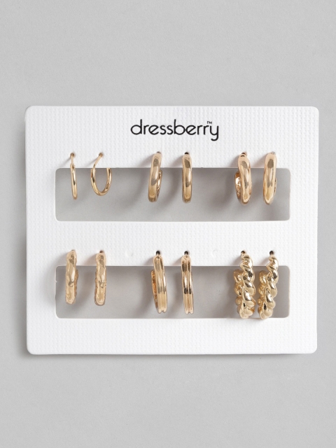 

DressBerry Set of 6 Gold-Plated Earrings