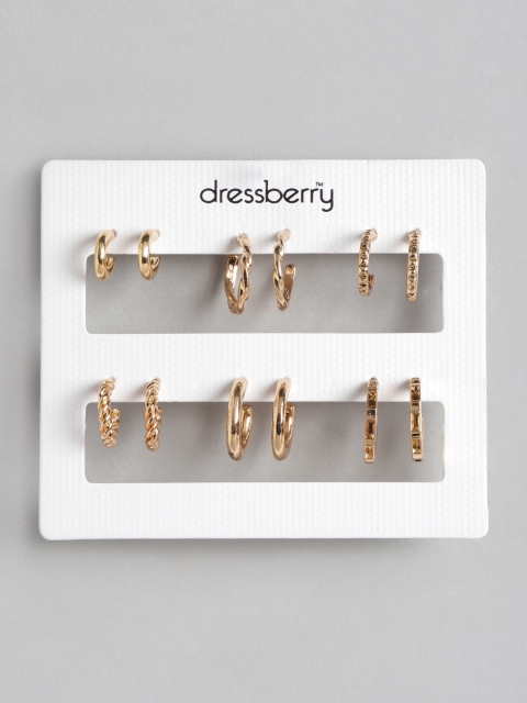 

DressBerry Set of 6 Gold-Plated Crescent Shaped Half Hoop Earrings