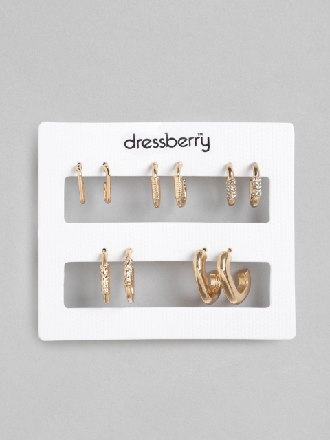 

DressBerry Set of 5 Gold-Plated C Shaped Huggie Half Hoops