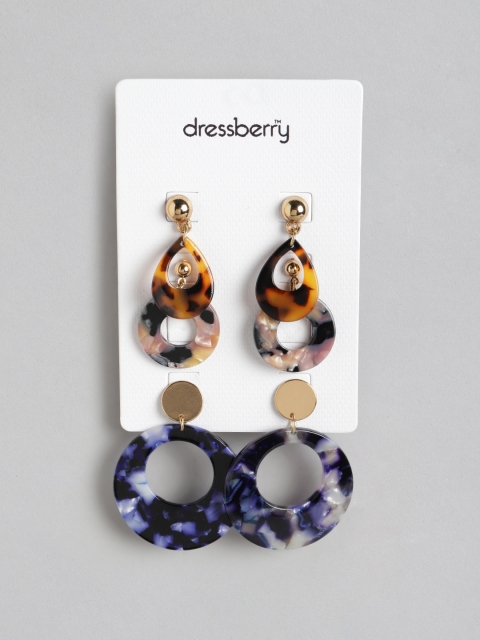 

DressBerry Set of 3 Gold-Plated Drop Earrings, Blue