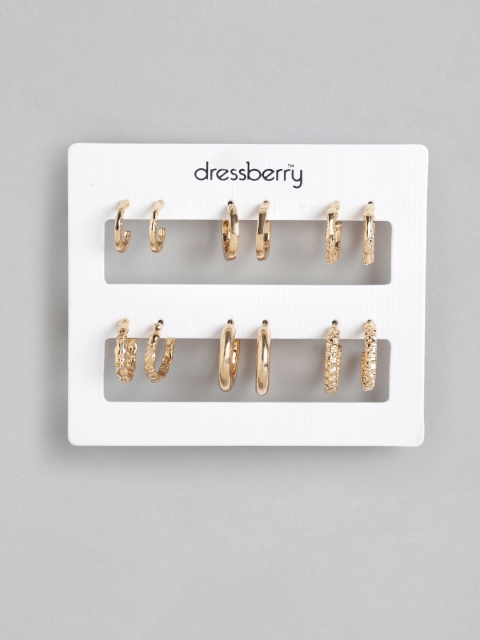 

DressBerry Set of 6 Gold-Plated Huggie Half Hoop Earrings