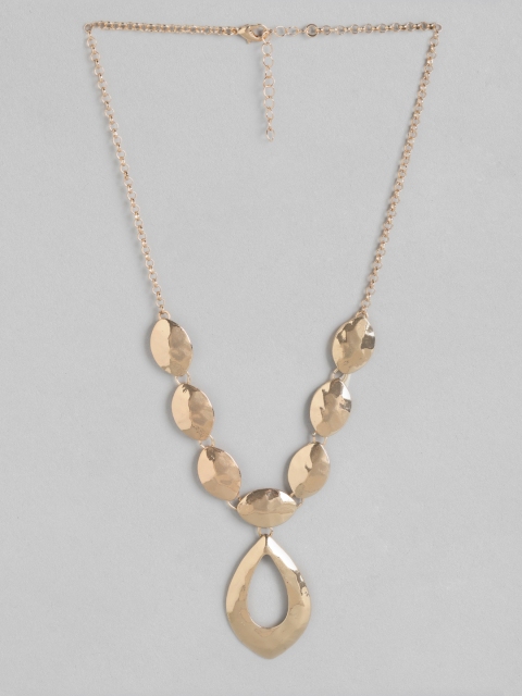 

DressBerry Gold-Plated Oval Hollow Necklace