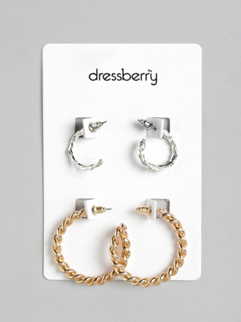 

DressBerry Set of 2 Half Hoop Earrings, Gold