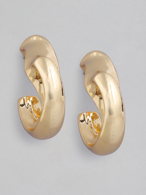 

DressBerry Gold-Plated Crescent Shaped Half Hoop Earrings