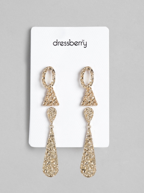 

DressBerry Set of 3 Gold-Plated Hammered Earrings