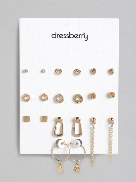 

DressBerry Set of 10 Gold-Plated Earrings