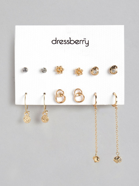 

DressBerry Set of 6 Gold-Plated Earrings